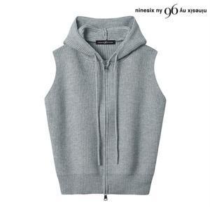 정상가:69,000원｜후드 끈 하찌 투웨이 집업 니트 베스트 (NO4VW003L0)