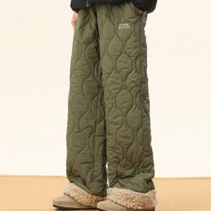 남녀공용 겨울 오버핏 패딩바지 기모바지 와이드 팬츠 4컬러