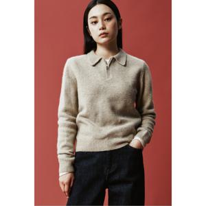 [epigram]  [여성] 반집업 카라 헤어리 니트  EFWAW24501BEX