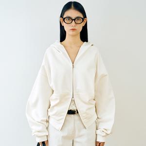 Back-string cotton zip-hoodie