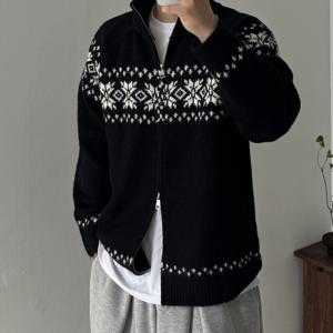 [브리치] 제로스샵 /  눈꽃노르딕/윈터무드  페어아일 윈터 스노우 투웨이 니트 집업