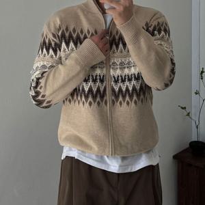 [브리치] 제로스샵 /  트렌디/감성룩  소에트 노르딕 하이넥 니트 집업