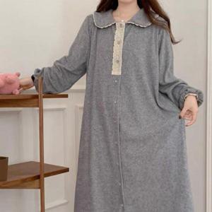 [하프클럽] 극세사 임산부 홈웨어 수면 잠옷 세트 피치기모잠옷 빅사이즈 파자마 레이스 원피스