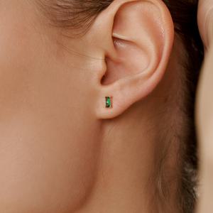 14k 에메랄드 바게트 큐빅 피어싱 14K골드 LFPI01