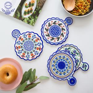 ALLIN 쯔비벨허브 북유럽풍 도자기냄비받침 4종세트 라벤더 로즈마리 스윗바질 캐모마일