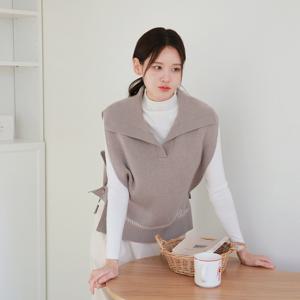 [최초가 99,000원]메리노울100 헤리티지 카라 니트 베스트