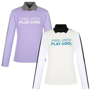 [핑골프] 여성 소재 믹스 카라 티셔츠 121D3TR281