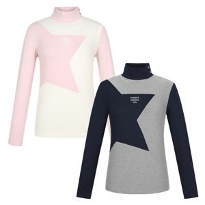 [핑골프] 여성 배색 하이넥 긴팔 이너 티셔츠 121D4TI384