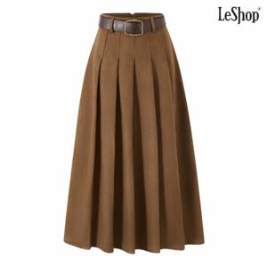 정상가:99,000원 ㅣ 플리츠 플레어 스웨이드 롱 스커트 (DP4WH013A)