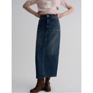 틴워싱 데님 롱 스커트  네이비 (355927LPER)