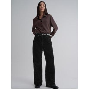 벨벳 세미와이드 팬츠  블랙