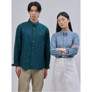 [Essential] 남녀공용 옥스퍼드 솔리드 셔츠 - 그린 (BC4764E04M)