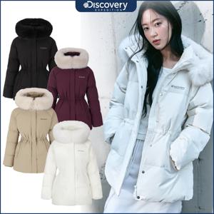 디스커버리 25FW신상 여성 시그니쳐 켈리 FUR 구스다운 미드패딩 DWDJ98056