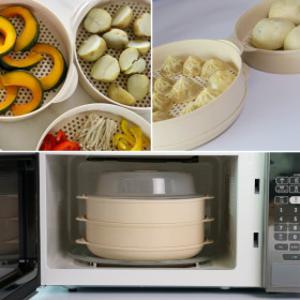 (자취꿀템+8%)NEW 이로홈 전자레인지 대형 스팀 찜기 2단 세트 전자렌지용기 계란찜 만두 고구마 만능찜기