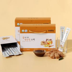 1+1 하루건강 생강청 스틱 액기스 엑기스 생강원액 생강차 30포x2박스