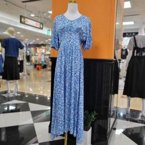 파파야 DP01 블루 잔꽃무늬 롱 원피스 PNPROP063B