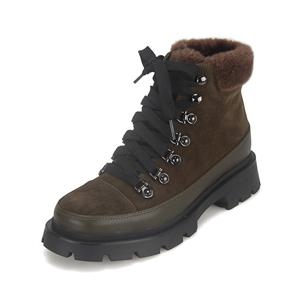 [바바라(슈즈)]소가죽 스웨이드 안지퍼 털 워커부츠 BBF859BE_