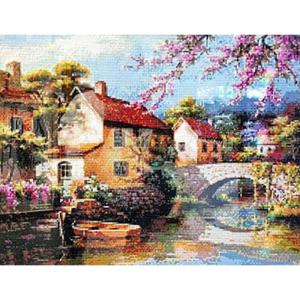 아트박스/퍼즐사랑 호숫가 마을 (패브릭) 보석십자수 40x55