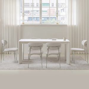 루아 6인용 세라믹 무광 스틸 식탁세트 화이트 1800 (식탁+의자6)