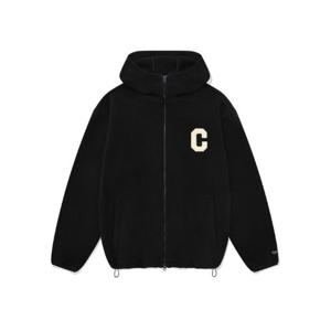 M 커버낫후드집업 CQK CO2403JK15-BK C 로고 플리스 후디 집업 블랙