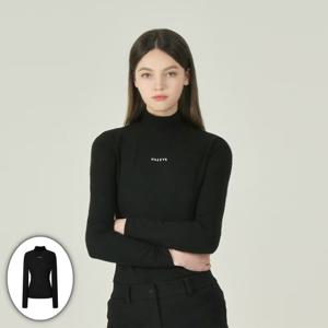 [헤지스골프] 여성 AR 기모 자카드 하이넥 티셔츠 블랙 HWTS5D713BK