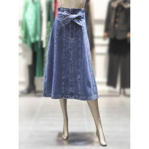 [제시뉴욕] 알렉시스앤 플리츠배색 데님스커트 ACW5NSDS6170