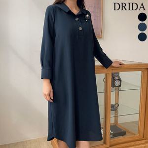 [드리다] 여자 가을 카라 반오픈 빅사이즈 정장 롱 원피스 40-50대 미시 중년여성 엄마옷 하객 모임 상견례