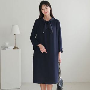 [드리다] 봄 가을 빅사이즈 리본 원피스 40-50대 상견례 하객룩 모임룩 정장