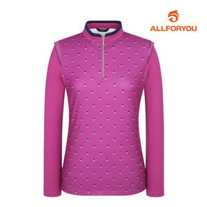 [올포유] 여성 기하학 패턴 반집업 티셔츠 AWTHL9381-604