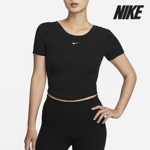 [나이키] 여성용 반팔티 /W3- FN3665-010 / 우먼스 칠 니트 타이트 스쿱 백 반팔 미니 골지 탑