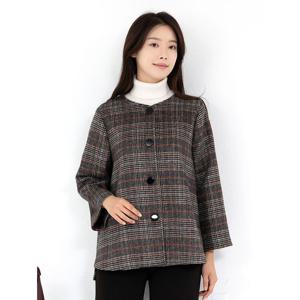 [모슬린]엄마옷 울 라운드 체크 망토자켓  MQG124848 마담 미시 중년여성 빅사이즈 할머니옷 50대 60대