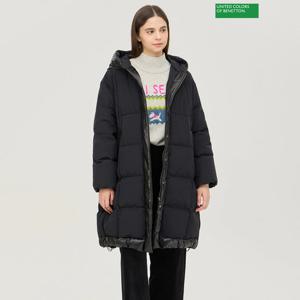 베네통 샤이닝 배색 후드 덕다운 패딩 BAPDG2461