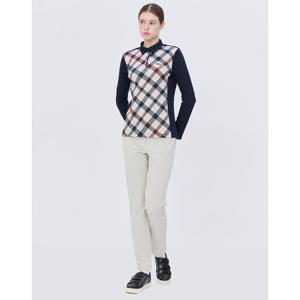 닥스 골프 여성 24FW 가격인하스테디셀러체크 스트레치 필드 긴팔 폴로 티셔츠 (NAVY) WNTS4D901N3