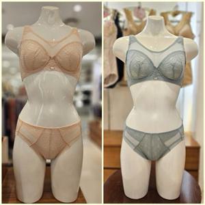 [와코루] AB컵 (WBRX207A-PTA-GR SK) 모던데일리 노와이어 풀메이컵 홑겹 브라 레이스팬티세트