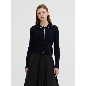 [올리브데올리브]레이스 라인 배색 카라 가디건 (OK5SD221)