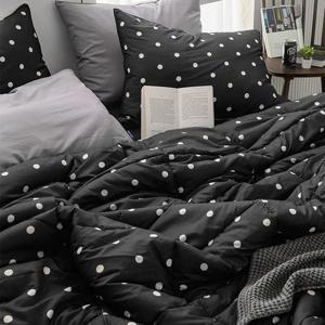 해피니 도트 세미마이크로 차렵이불 베개커버 세트 퀸 Q (블랙)