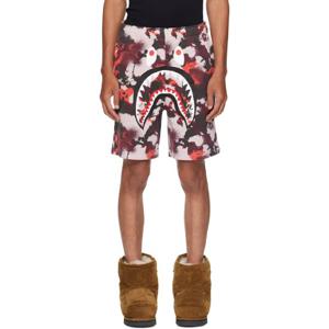 BAPE 반바지 레드   퍼플 맵 카모 레귤러 핏 샤크 스웨트쇼츠 251546M193005