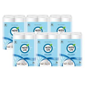 깨끗한나라 3겹 화장지 순수소프트 27m 12롤 6P 휴지