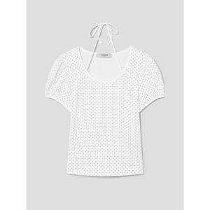 (125742MQ71) [에잇세컨즈] 도트 패턴 퍼프 소매 티셔츠  화이트