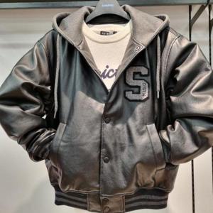 리트머스 HC34 남녀공용 후드 부착형 인조가죽 패딩 JP LQ1JU023