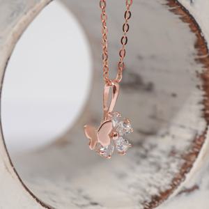 오팔하우스 14k 나비 꽃 큐빅 목걸이 OPPKN823