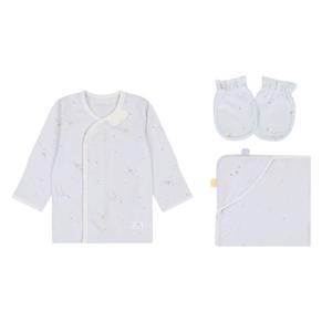 [압소바] [임신 출산선물] 25FW 두두출산3종 블루SET (배냇저고리 속싸개 손싸개) (A2D10106S3B)