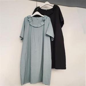 빅사이즈사랑해요 K050L206 프릴넥포켓미디원피스 TG