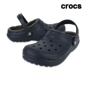 크록스 클래식라인드클로그 여성 털슬리퍼 네이비 207010-459G