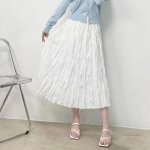 루아 살랑살랑 써머 주름 레이어드 롱스커트 3col 허리밴딩
