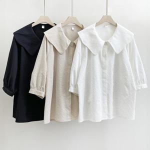 빅사이즈카라블라우스 Q933L407 뮤즈카라플리츠블라우스 SM