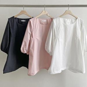 빅사이즈퍼프블라우스 Q987L407 플라스트링7부블라우스 SM