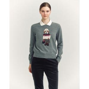 헤지스 여성 24FW 울100% 그레이 해리 인타샤 라운드넥 스웨터 HSSW4D806G2