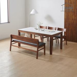 라로퍼니처 해즈밀 1700 유광 세라믹 6인 식탁 세트 (식탁+의자3+벤치1)