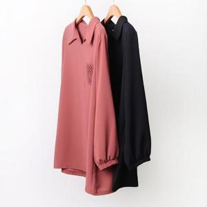 빅사이즈카라티 A844L408 꽃라탄밴딩퍼프셔츠 MN